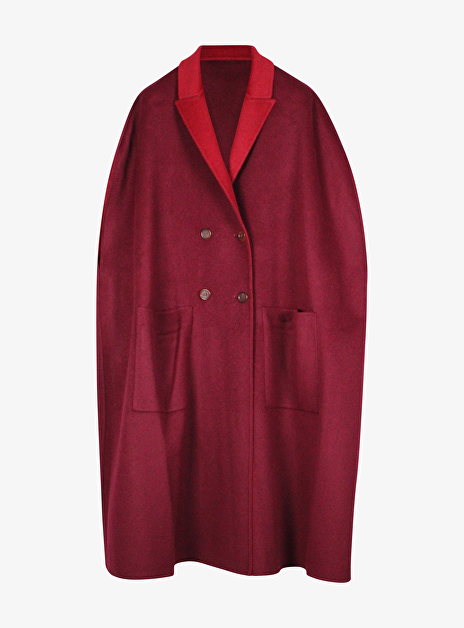 cape vest celine lang mouwloos bordeaux rood double face