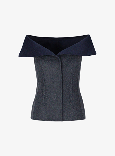 off shoulder top roxane grijs marine double face