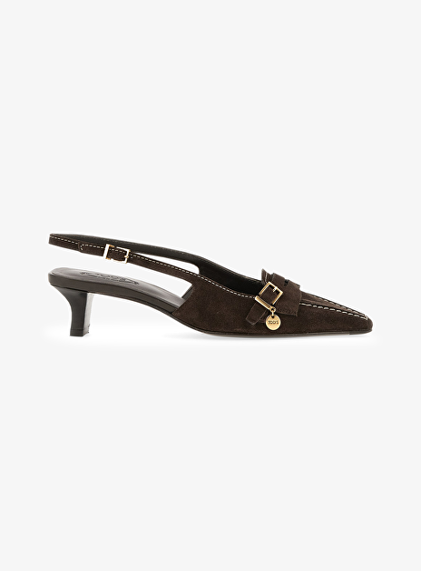 Slingback bruin suede