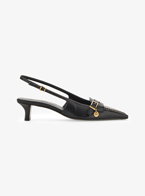 Slingback leder zwart