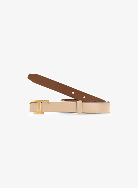 Riem smal reversible beige cognac