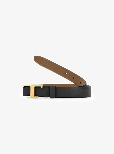 Riem smal reversible zwart taupe