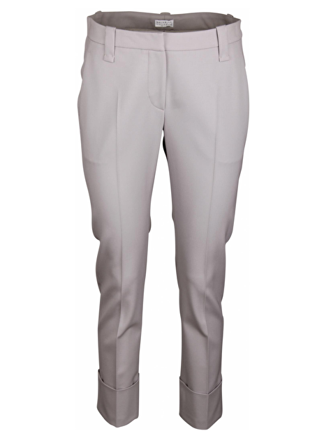 Pantalon kiezelgrijs met brede omslag