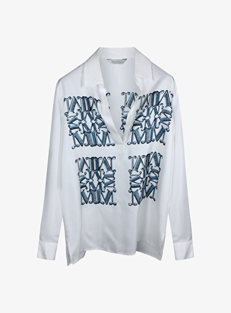Blouse mxmfiltro off white met blauwe opdruk