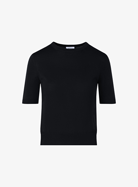 Pull zwart wol korte mouw ronde hals