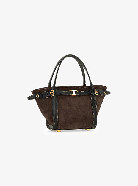 T Signature Shopping Bag bruin zwart Suede Mini