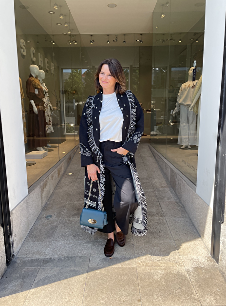bandana jacquard coat zwart multicolor