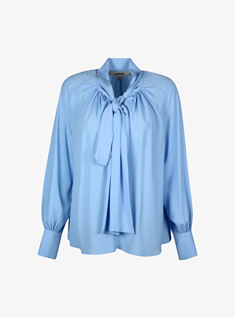 Blouse fable blauw met strik