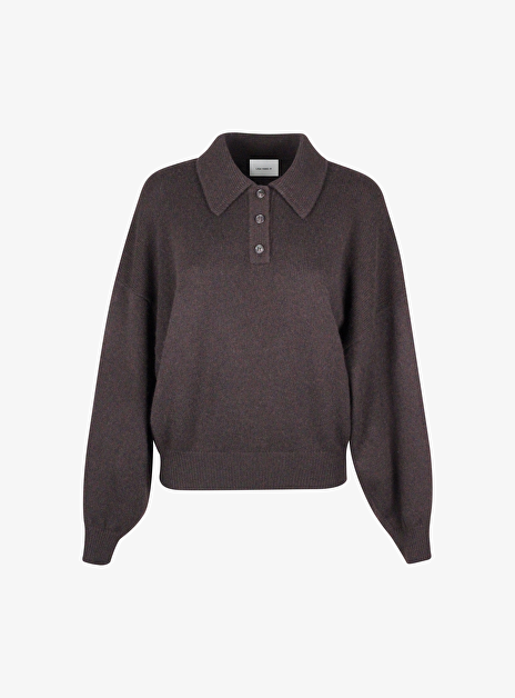 Pull etta bruin met polo kraag
