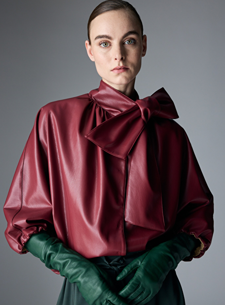 Flou3 Blouse Faux Leder Bordeaux