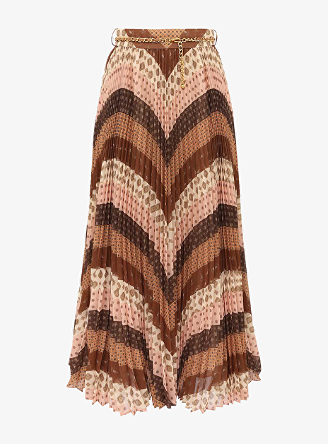 Sunray Rok Polyester Bruin Nude Dessin