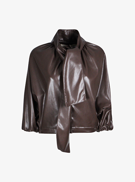Flou3 Blouse Faux Leder Bruin