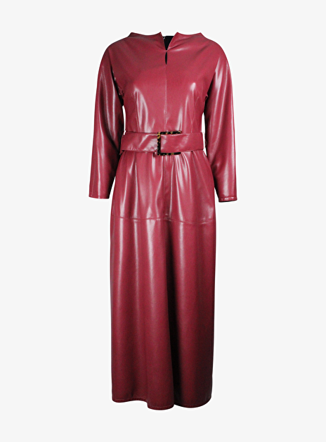 Fiona2 Jurk Faux Leder Bordeaux