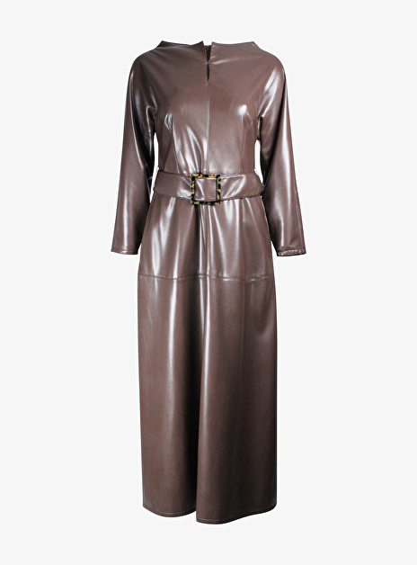Fiona2 Jurk Faux Leder Bruin