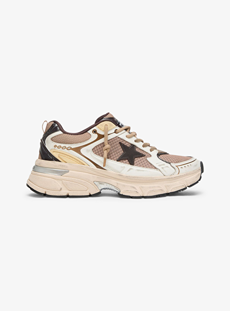 Lightstar Sneaker Mesh Leer Beige Bruin