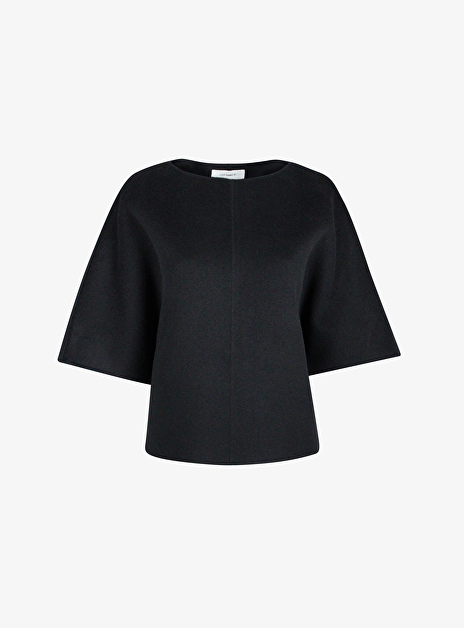 Doublé Round Neck Top Wol Zwart