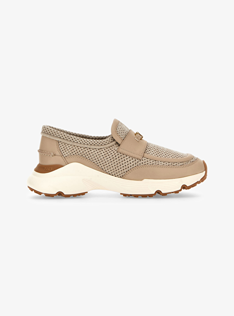 Sport Run Sneaker Leder Textiel Beige