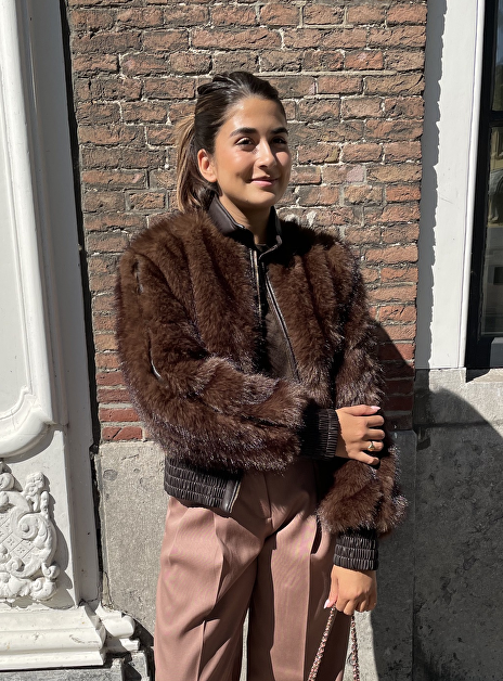 Valiant Bomber Jacket Faux Fur Bruin