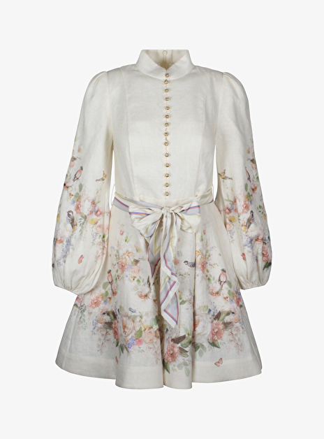 Valiant Button Mini Dress Off White