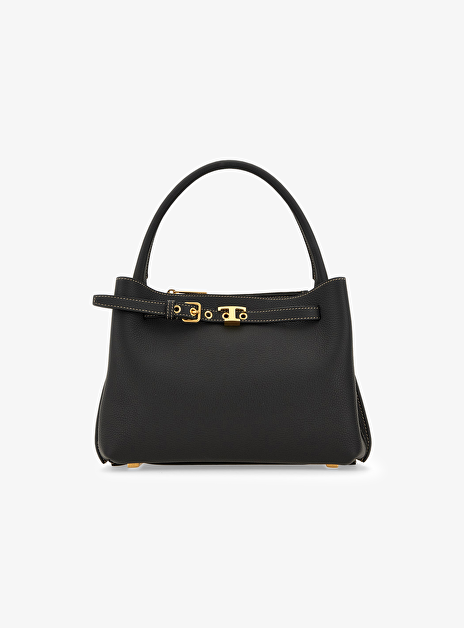 Timeless Top Handle Mini Leer Zwart