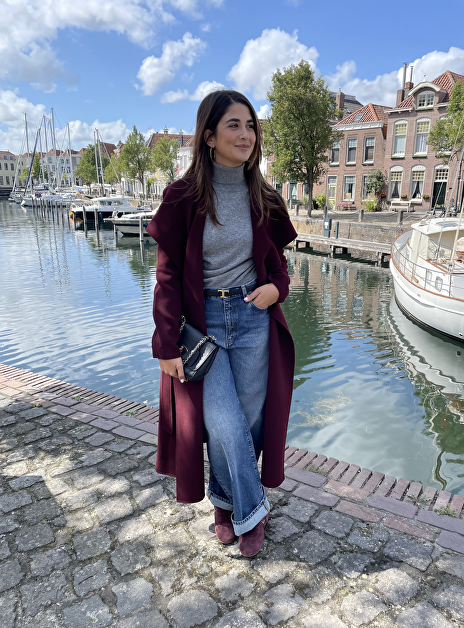Mai Trenchcoat Wol Bordeaux