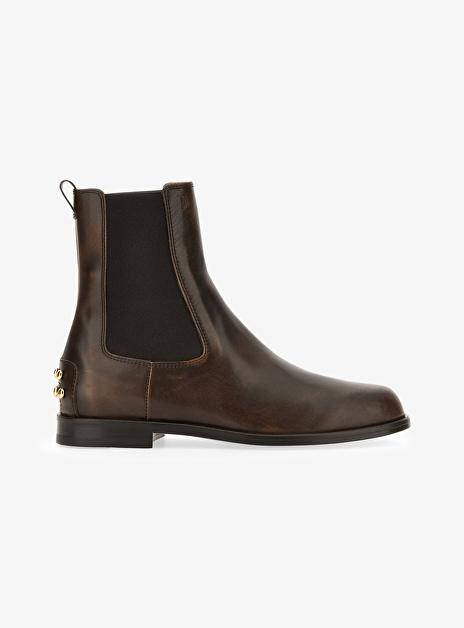 Enkellaars Leder Bruin Met Gouden Nopjes