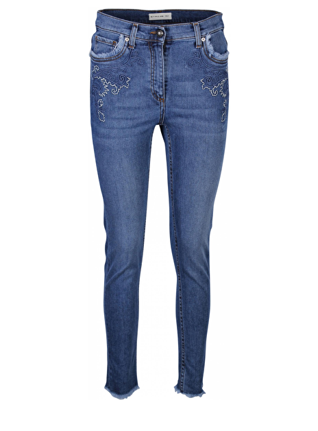 Jeans blauw broderie